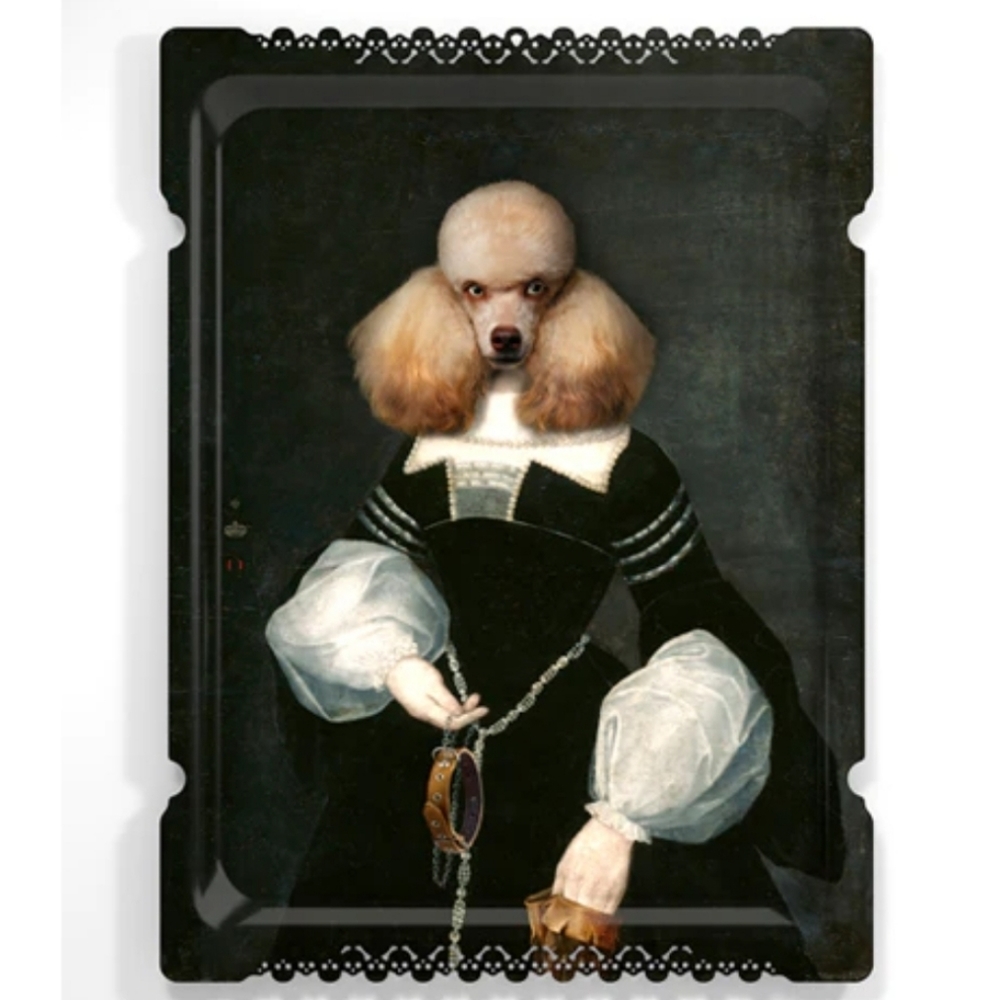 Black and Cream Poodle Portrait Wall Art